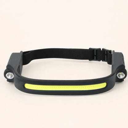Rechargeable COB headlamp with wraparound LED light bar