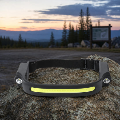 Rechargeable COB headlamp with wraparound LED light bar