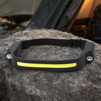 Rechargeable COB headlamp with wraparound LED light bar
