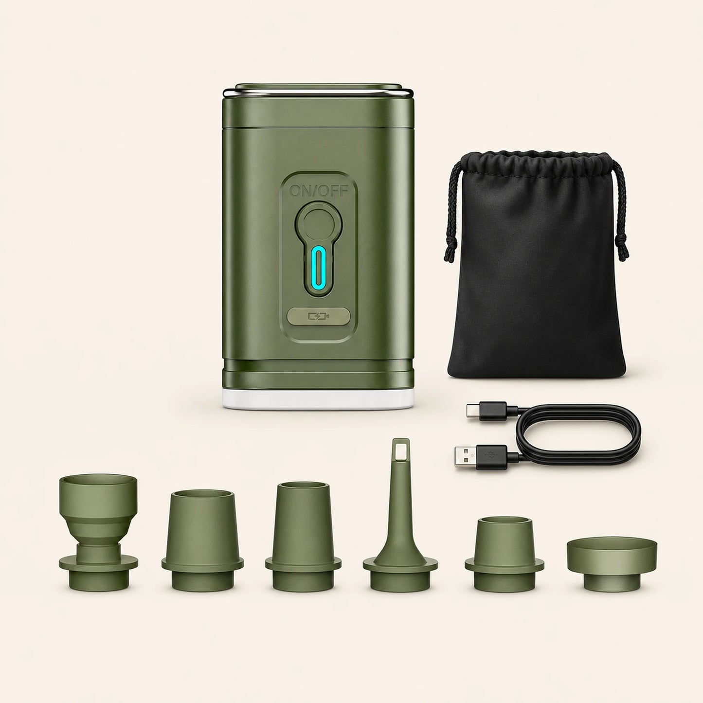 Mini Electric Air Pump — Green with Light