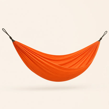 Orange Trailside Double Camping Hammock, gathered-end nylon fabric
