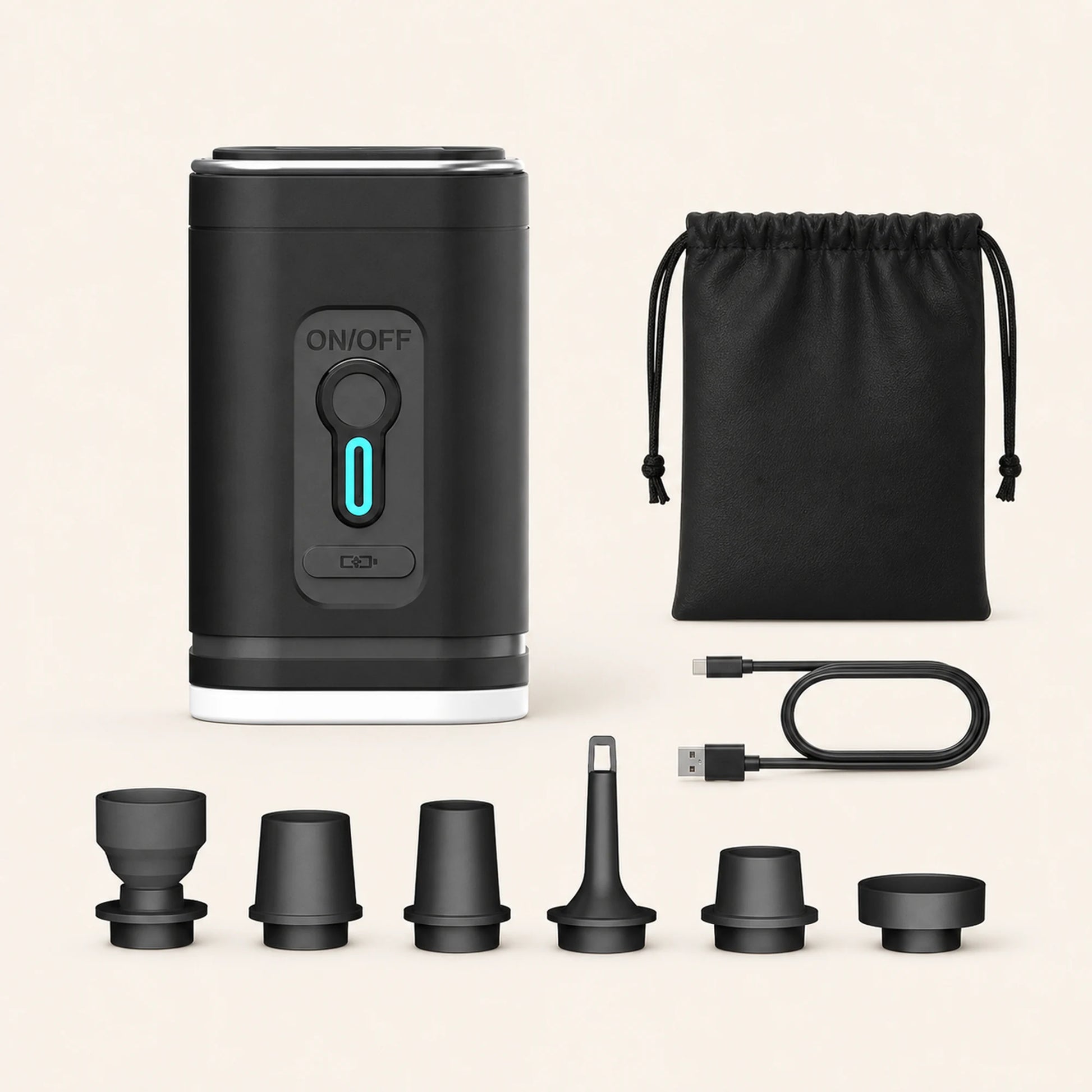 Mini Electric Air Pump — BlackWith Light Export Model ;1200mAh 30w