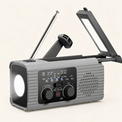 Solar Hand-Crank Emergency Radio — 2000mAhGray