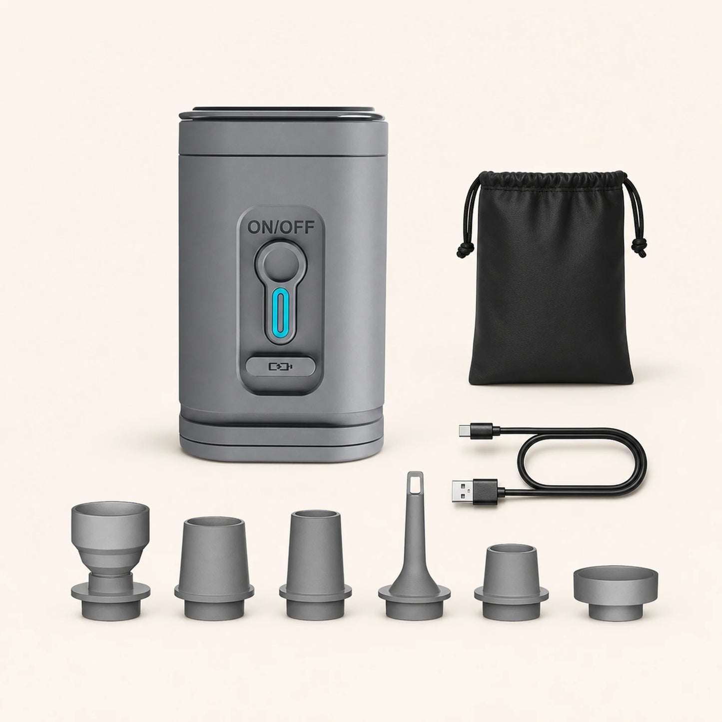 Mini Electric Air Pump — Smoke GrayWith Light Export Model ;2400mAh 35w
