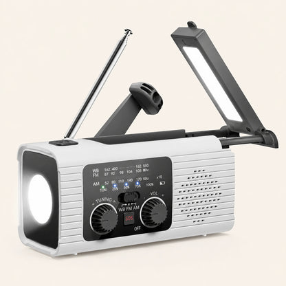 Solar Hand-Crank Emergency Radio — 2000mAhWhite