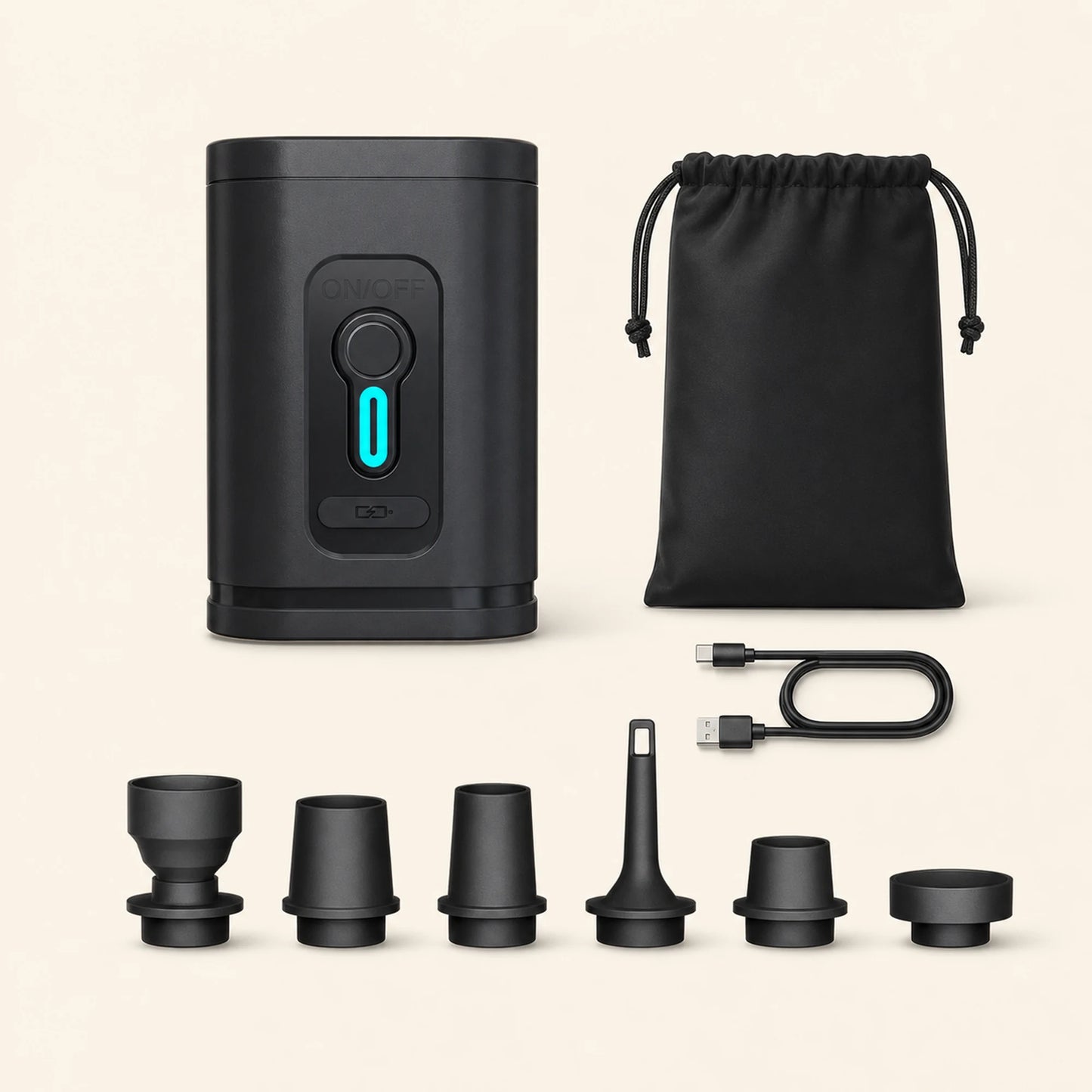 Mini Electric Air Pump — BlackNo Light Export Model ;1200mAh 30w