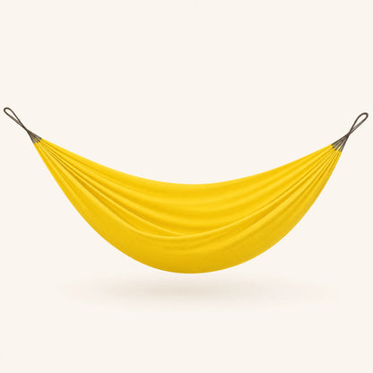 Yellow Trailside Double Camping Hammock, gathered-end nylon fabric